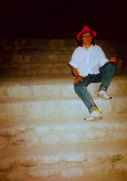 0250-Judy in cave.jpg - Judy in the cave at Xochicalco.  Mexico